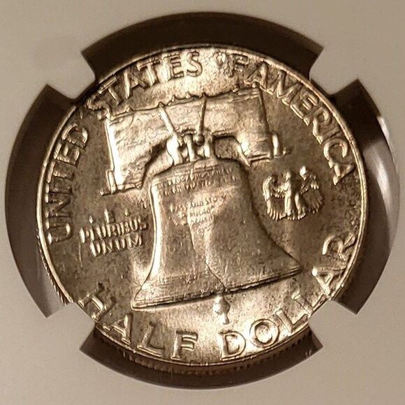 1957 Franklin Half Dollar MS64 NGC Toning - Picture 4 of 4